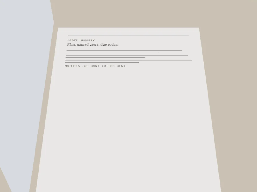 The order sheet on the desk.